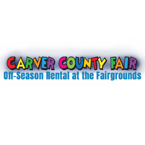 Buddy Boy Catering - Carver County Fair logo with colorful text and blue lettering reading "Off-Season Rental at the Fairgrounds.