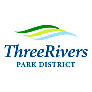 Buddy Boy Catering - Three Rivers Park District logo with blue and green wavy lines above the name in blue text on a white background.